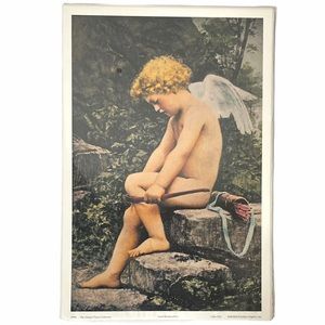 Rare Vintage Angel Picture Victorian Lithograph Print